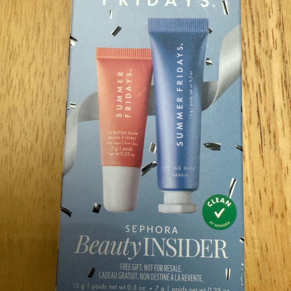 Summer Fridays Lip Butter Balm in Coral and Jet Lag Mask in Blue